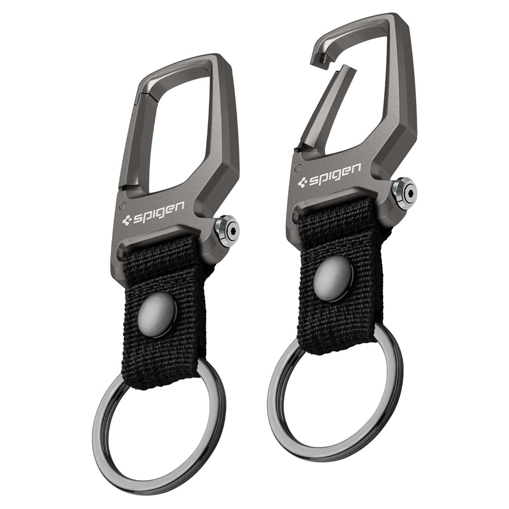 Spigen carabiner front view showing sleek design and compact carry benefit