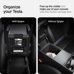 Spigen open compartment revealing storage space and quick-access benefit