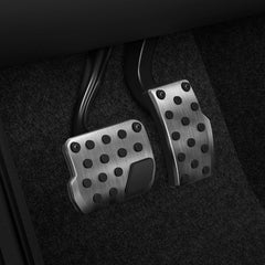 Spigen front view of stainless steel pedal cover showing clean fit and OEM look