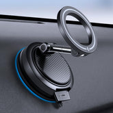 Spigen STIK front view showing compact dashboard mount and tidy profile benefit: clear sightlines