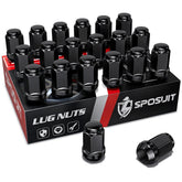 Sposuit front packaging showing 20 lug nuts and model fit information for quick identification
