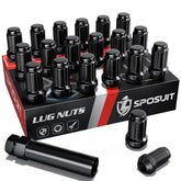 Sposuit front view of box with 20 lug nuts and socket showing kit organization and convenience