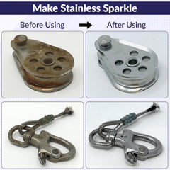 Spotless Stainless label close-up highlighting instructions and benefits