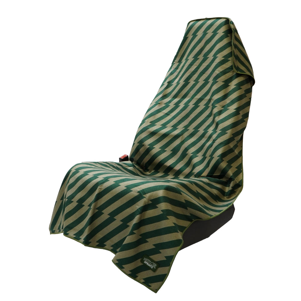 Sprints Velocity Blitz Green full-sized towel front view showing coverage and sporty color for protection