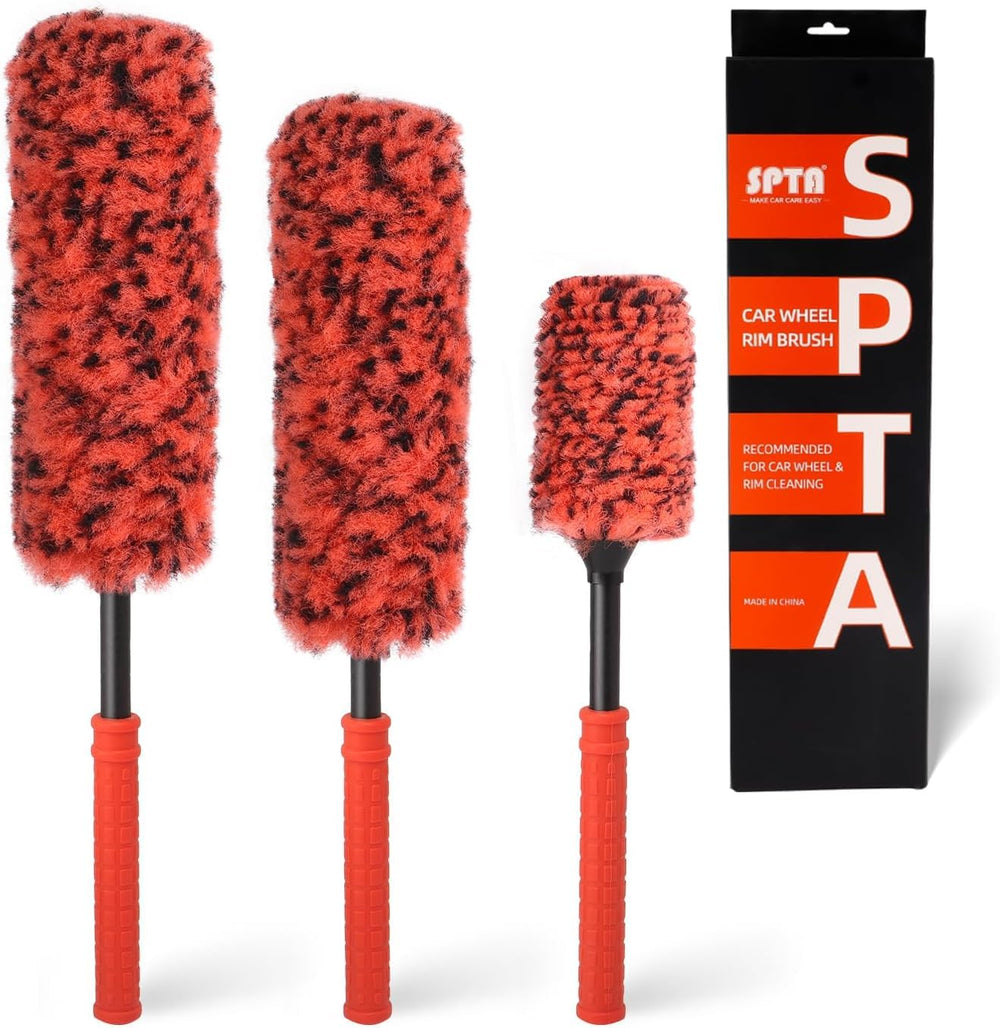 SPTA wheel brush front view showing complete set and gentle cleaning