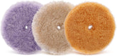 SPTA wool pad set front view showing three cutting levels and benefits