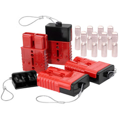 Spurtar front view of four red 175A quick disconnects showing pack convenience and durability