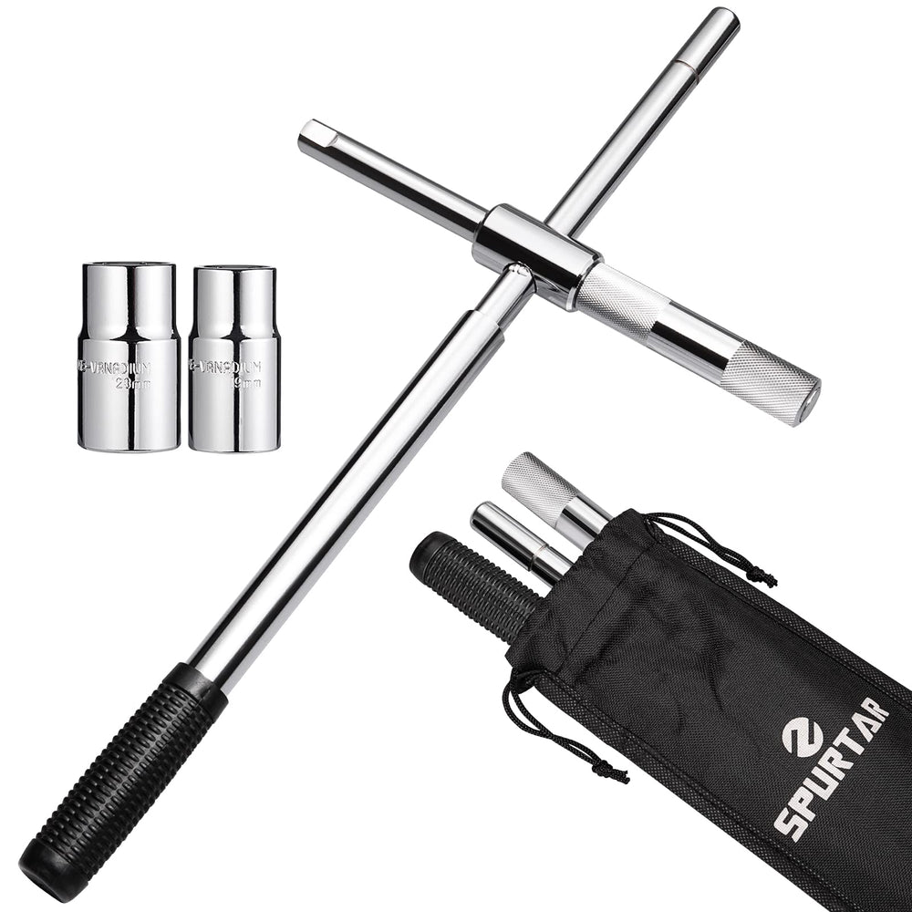 Spurtar front view of lug wrench kit showing components and portability benefit