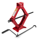 Stacool jack front view showing red finish and stable lifting benefit