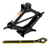Stacool scissor jack front view showing sturdy frame and stable lift benefit
