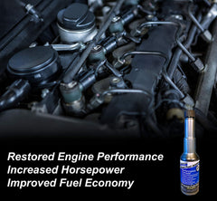 User pouring Stanadyne into a vehicle fuel filler showing quick application and mixing benefit