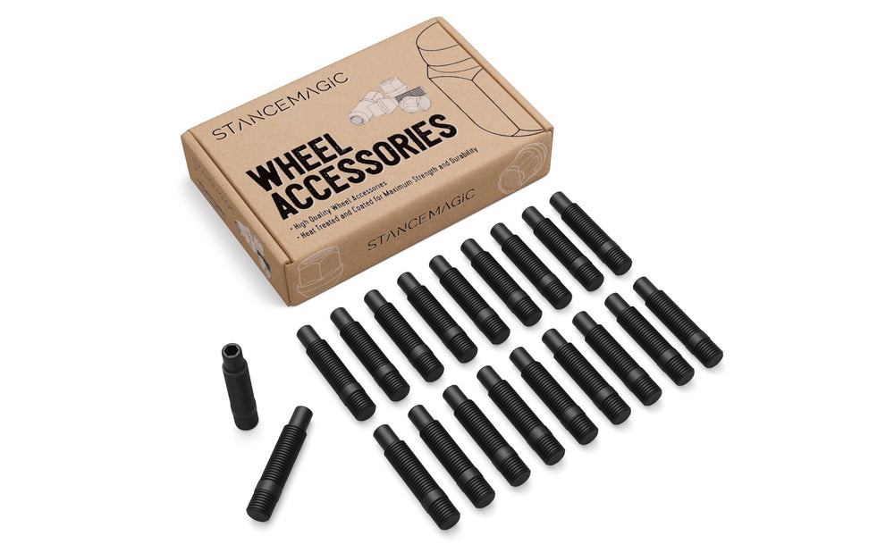 StanceMagic front view of pack of 20 black studs showing fit and finish benefit