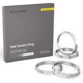 StanceMagic front view of silver hub ring showing precise fit and improved wheel centering