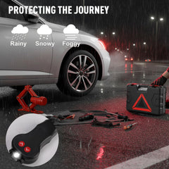 STANDTALL LED lighting in nighttime tire change for visibility and safer work benefit