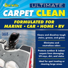 STAR BRITE being applied to boat carpet with deck brush, effective cleaning