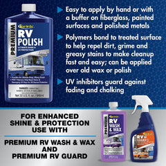 STAR BRITE treated RV panel with water beading showing repellent performance benefit
