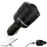 STARGEAR front view of the black adapter showing plug and body benefits reliable power