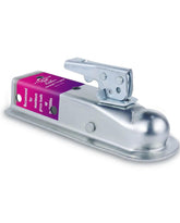 Stegewop front view coupler showing ball socket and latch, for reliable hitching