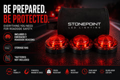 StonePoint beacons lit on roadside at night offering high visibility to drivers