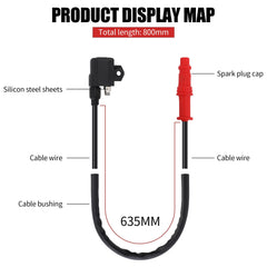 Stylemafia ignition coil close-up highlighting terminals and precise resistance values