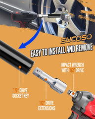 SUCOSO 1/2" extension fitted on impact wrench demonstrating compatibility benefit
