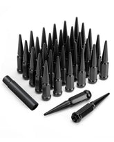 SUCOSO front view of 32-piece spike lug nuts kit showing included socket key and packaging for easy identification