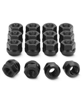 SUCOSO front view of 16 black lug nuts showing complete set and easy replacement benefit