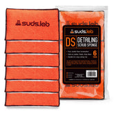 suds.lab front packaging showing orange 6-pack and branding, durable reusable pads