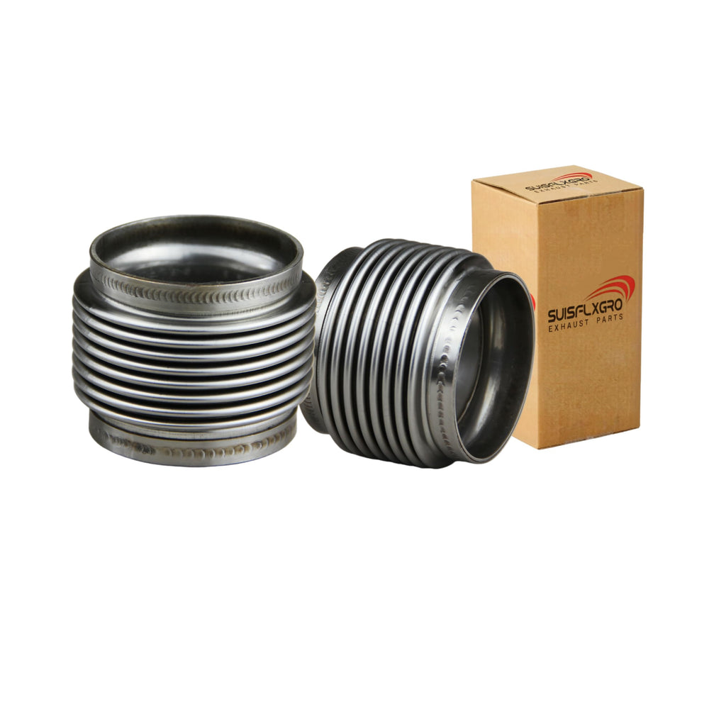 SUISFLXGRO front view of 2.5" ID flex bellows shows weld-ready ends and robust design