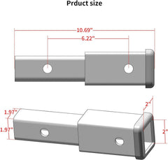 Sulythw extender beside measuring tape showing 6-1/4 inch extension for accurate fit