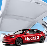 SUMK front packaging for Model 3 sunshade showing included components and fit benefit