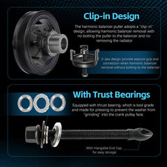 Sunluway detailed view of 3-jaw puller gripping balancer for secure removal
