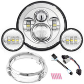 SUNPIE front view 7-inch headlight showing bright output and improved visibility