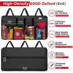 SURDOCA organizer in a car trunk holding groceries and tools for stable storage