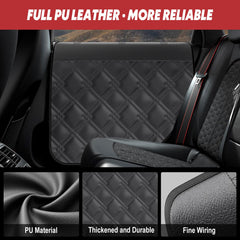 Surfcabin installed in a sedan door protecting panel from paws