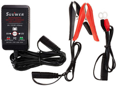 Suuwer front view of compact smart charger showing ports and casing, saves garage space