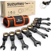SUZUME stubby wrench set front view showing organized eight pieces and compact profile