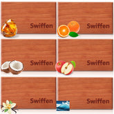 Swiffen front packaging showing six sealed cherry wood refills and included scents benefits fresh car