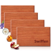 Swiffen front packaging showing four wooden scent refills and benefit of variety