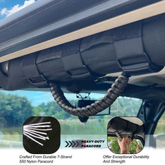 SWLOR grab handle mounted on Jeep roll bar illustrating secure support in use