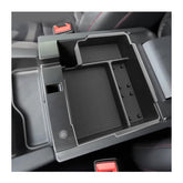 SXCY tray installed front view showing clean console and improved organization