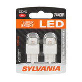 SYLVANIA 7443 front view showing red LED bulb and plug for easy fit