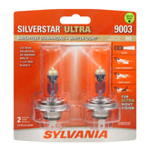 SYLVANIA 9003 SilverStar Ultra packaging front view showing product and benefits