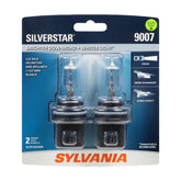 SYLVANIA 9007 SilverStar front packaging showing product and benefits