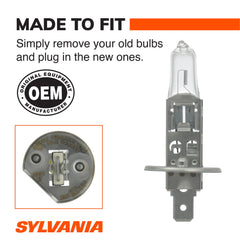 SYLVANIA H1 XtraVision installed in headlamp illustrating correct placement and brighter beam