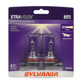 SYLVANIA H11 XtraVision front packaging showing included two bulbs and benefits