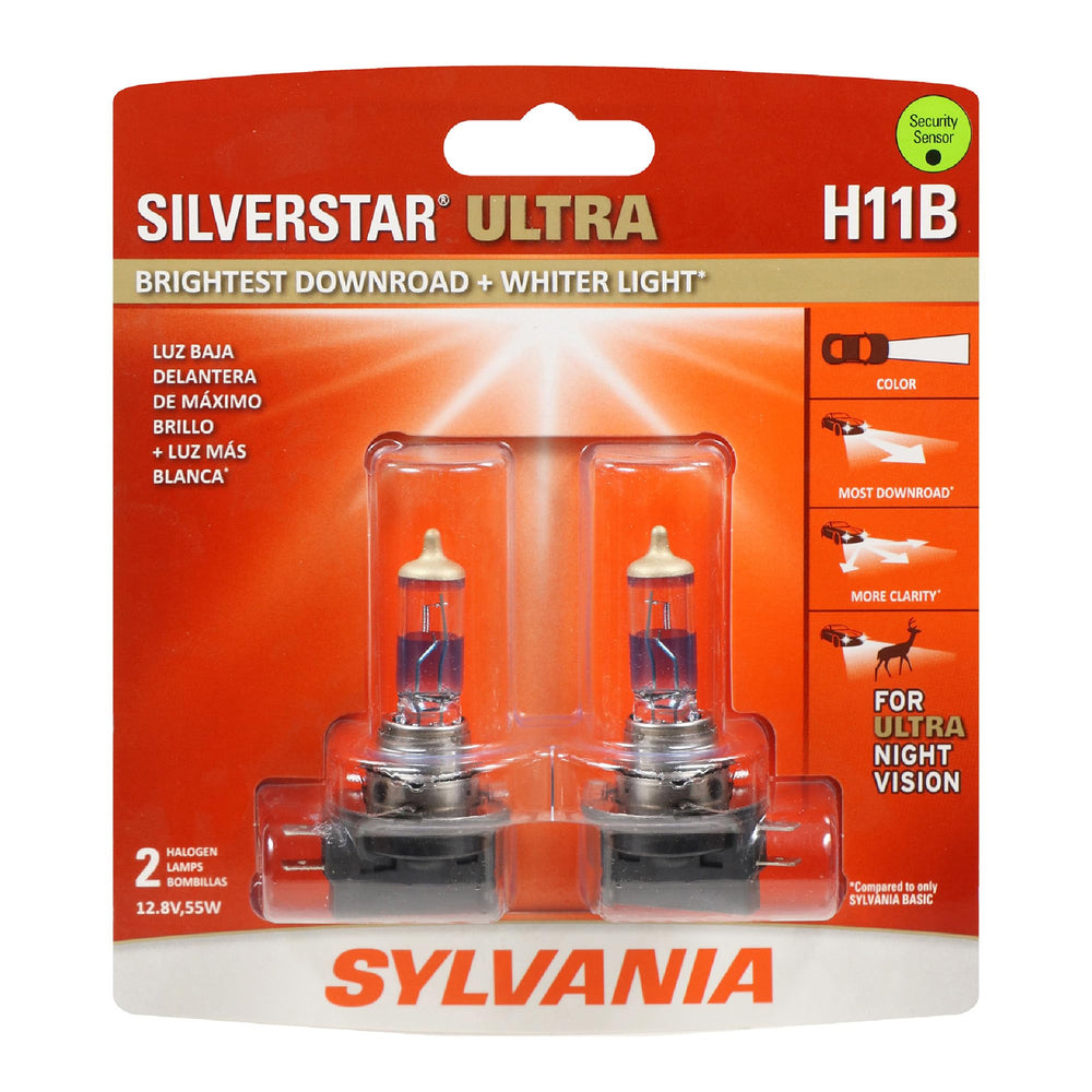 SYLVANIA H11B front packaging showing product and benefits