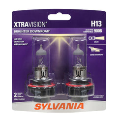 SYLVANIA H13 front packaging showing two bulbs and brand for easy identification