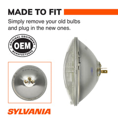 SYLVANIA H6024 installed in a vehicle headlight for easy direct replacement benefit