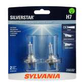 SYLVANIA H7 SilverStar front packaging showing product and compatibility benefits